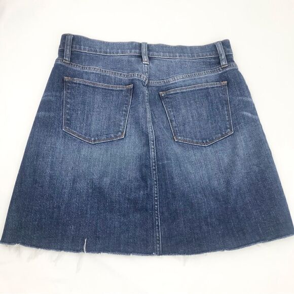 J. Crew Mercantile Blue Denim Frayed Raw Edge Factory Distressed Mini Skirt - Picture 4 of 16